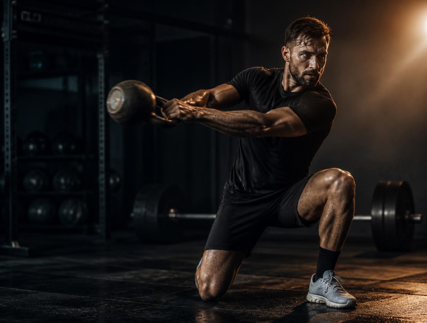 Atleta em treino de preparação física